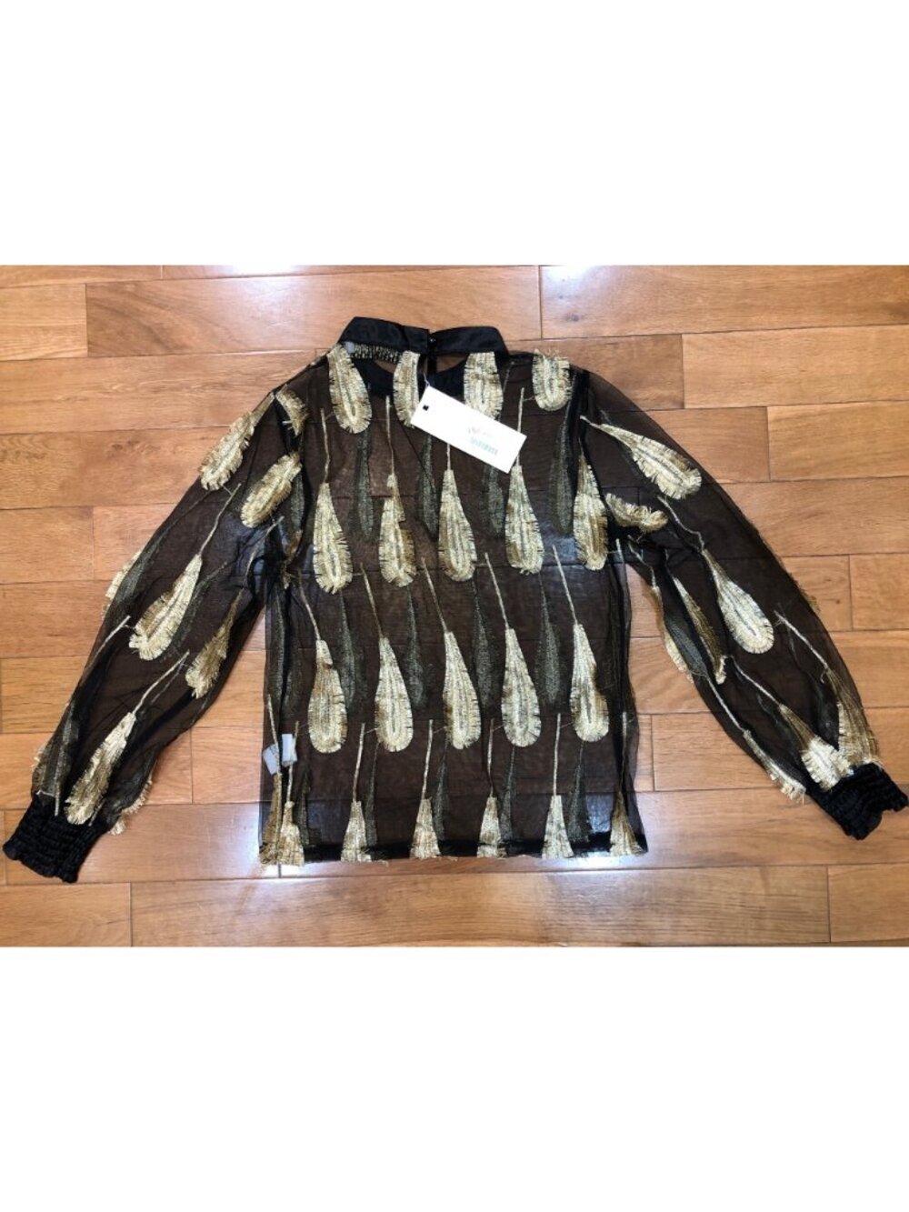 NWT This IS the Day Black Sheer Blouse Gold Embellishments Gothic Romance Size S - Picture 5 of 11